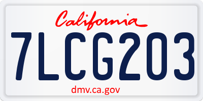 CA license plate 7LCG203