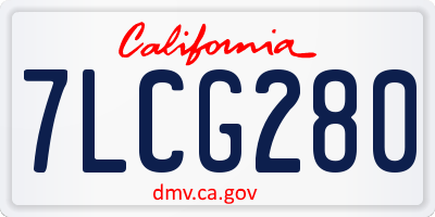 CA license plate 7LCG280