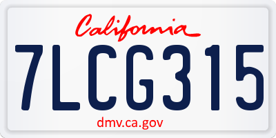 CA license plate 7LCG315