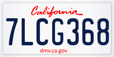 CA license plate 7LCG368