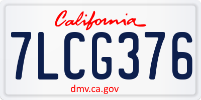 CA license plate 7LCG376