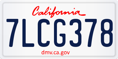 CA license plate 7LCG378