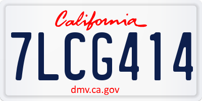 CA license plate 7LCG414