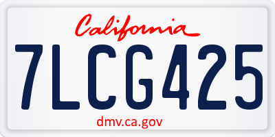 CA license plate 7LCG425