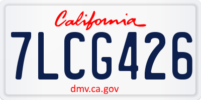 CA license plate 7LCG426