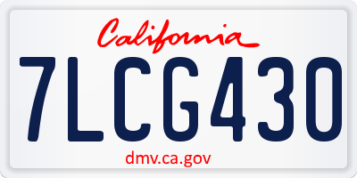 CA license plate 7LCG430