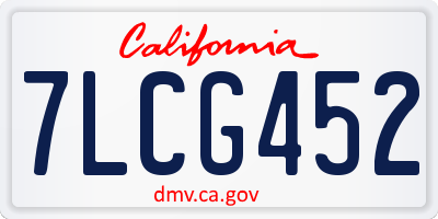 CA license plate 7LCG452
