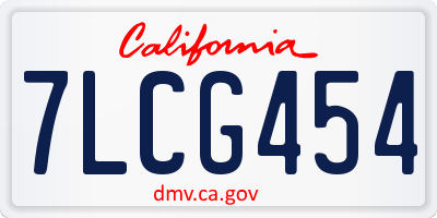 CA license plate 7LCG454