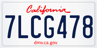 CA license plate 7LCG478
