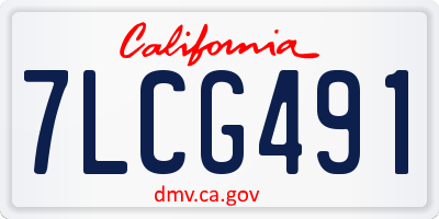 CA license plate 7LCG491