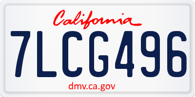 CA license plate 7LCG496