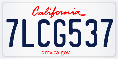 CA license plate 7LCG537