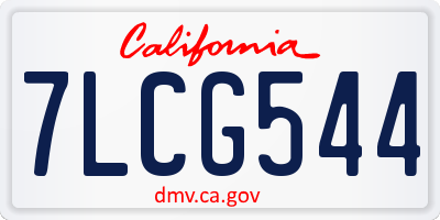 CA license plate 7LCG544