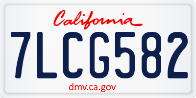 CA license plate 7LCG582
