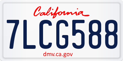 CA license plate 7LCG588