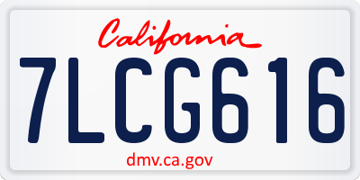 CA license plate 7LCG616