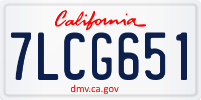 CA license plate 7LCG651