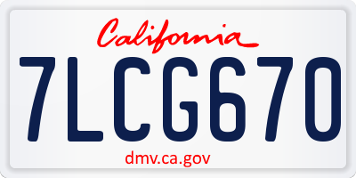 CA license plate 7LCG670