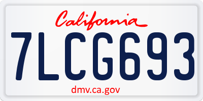 CA license plate 7LCG693