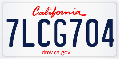 CA license plate 7LCG704