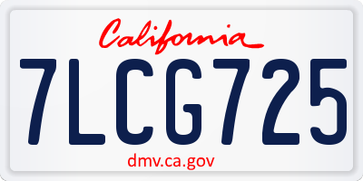 CA license plate 7LCG725