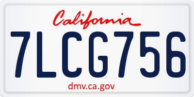 CA license plate 7LCG756