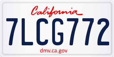 CA license plate 7LCG772
