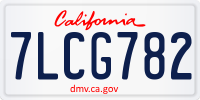 CA license plate 7LCG782