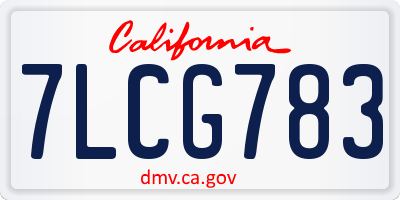 CA license plate 7LCG783