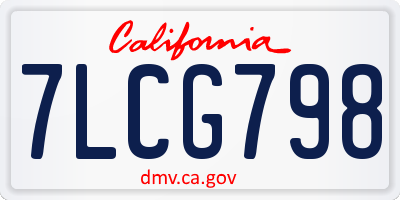 CA license plate 7LCG798