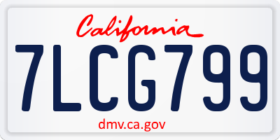 CA license plate 7LCG799