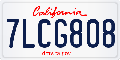 CA license plate 7LCG808