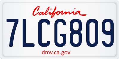 CA license plate 7LCG809