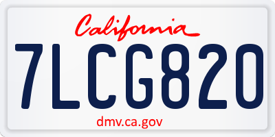 CA license plate 7LCG820