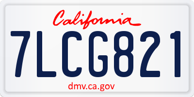 CA license plate 7LCG821