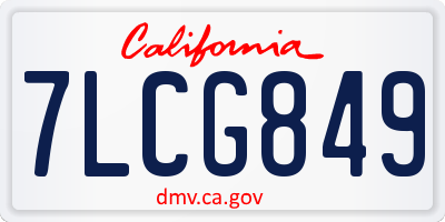 CA license plate 7LCG849