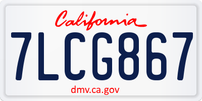 CA license plate 7LCG867