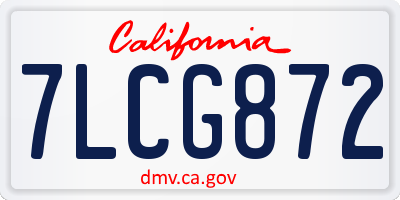CA license plate 7LCG872