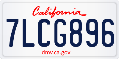 CA license plate 7LCG896