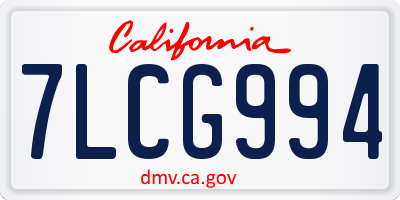 CA license plate 7LCG994