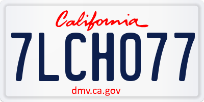 CA license plate 7LCH077