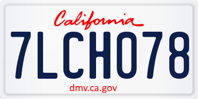 CA license plate 7LCH078