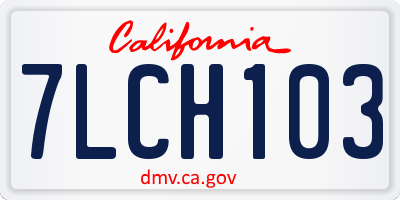 CA license plate 7LCH103