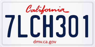 CA license plate 7LCH301