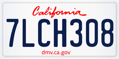 CA license plate 7LCH308