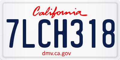 CA license plate 7LCH318