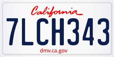 CA license plate 7LCH343