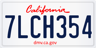 CA license plate 7LCH354