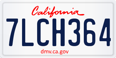 CA license plate 7LCH364