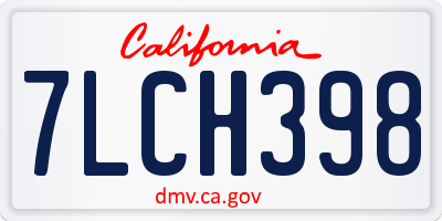 CA license plate 7LCH398